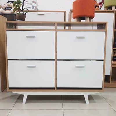 tủ giày thông minh đẹp 4 cánh lật vtg 09 chất liệu gỗ mdf chống thấm chống nước