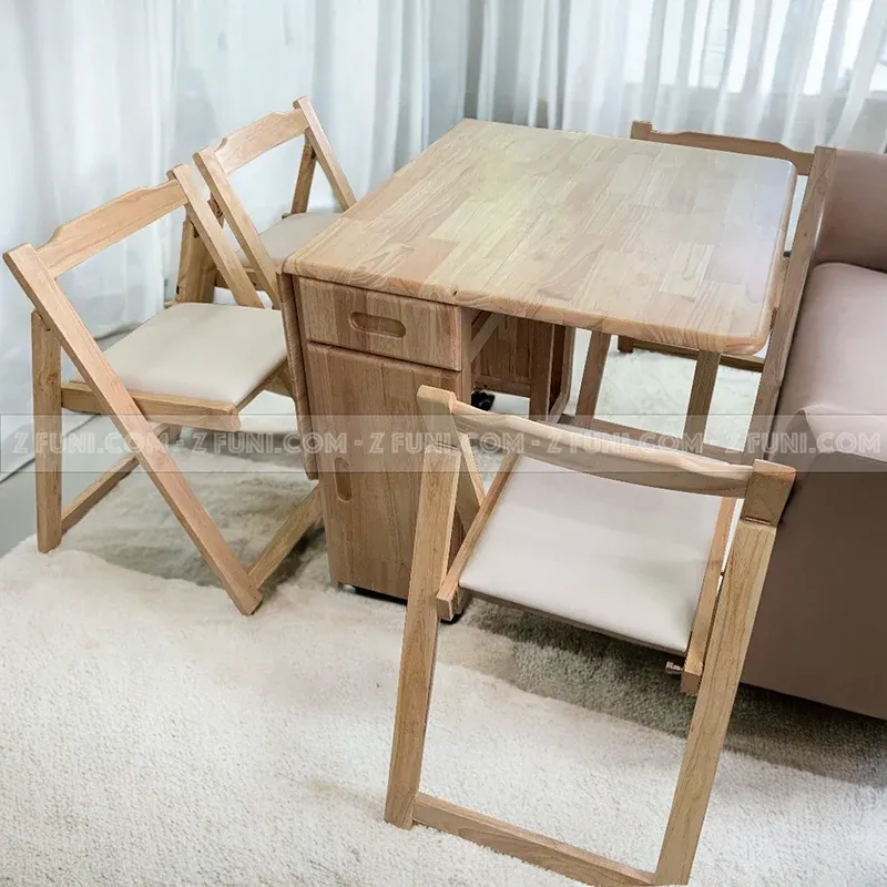 bàn ưn thông minh xếp gọn 4 ghế chất liệu gỗ tự nhiên bàn dài 1.2m hiện đang có showroom trung bày tại tphcm