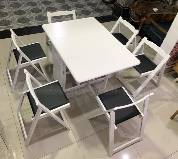bộ bàn ăn thông minh 6 ghế xếp gọn cho nhà nhỏ cực kỳ tiện lợi rất tiết kiệm diện tích cho chung cư