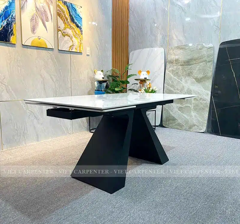 bàn ăn thông minh tăng giảm kích thước chiều dài cho 8 người
