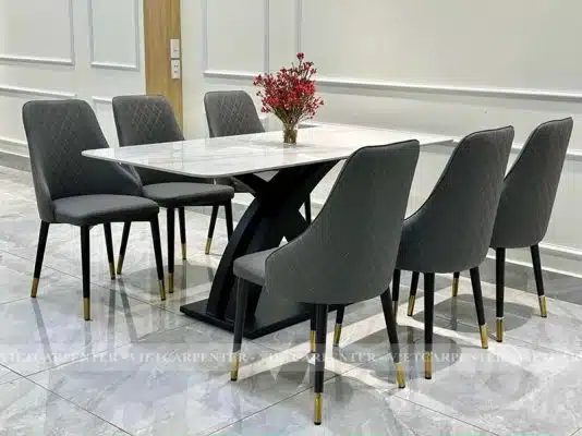 bộ bàn ăn 6 ghế mặt đá giá rẻ