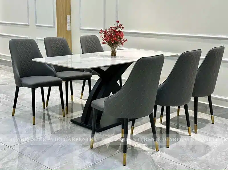 bộ bàn ăn 6 ghế mặt đá giá rẻ