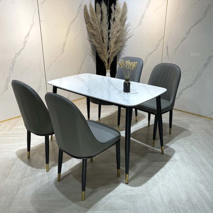 Bộ bàn ăn mặt đá 4 ghế nhỏ gọn đẹp sang trọng thiết kế phong cách hiện đại