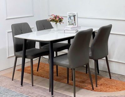 bộ bàn ăn mặt đá hiện đại 4 ghế giá rẻ cho chung cư căn hộ