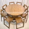 bàn ăn tròn thông minh gấp gọn đường kính 1m35 ngồi được 8 đến 10 người chất liệu làm bằng gỗ tự nhiên