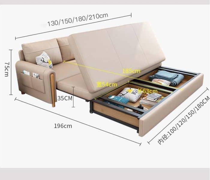 kich thước sofa giường thông minh dòng sofa bed đa năng 2in1