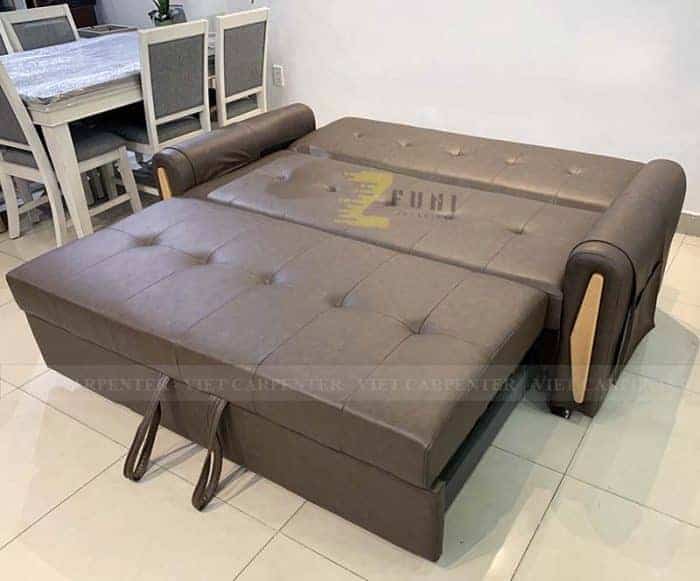 sofa bed bọc da cao gấp thiết kế gấp gọn và kéo ra thành giường ngủ