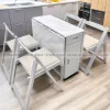 bộ bàn ăn thông minh mặt đá gấp gọn bỏ được 4 đến 6 ghế thiết kế phong cách hiện đại sang trọng cho chung cư căn hộ có diện tích nhỏ