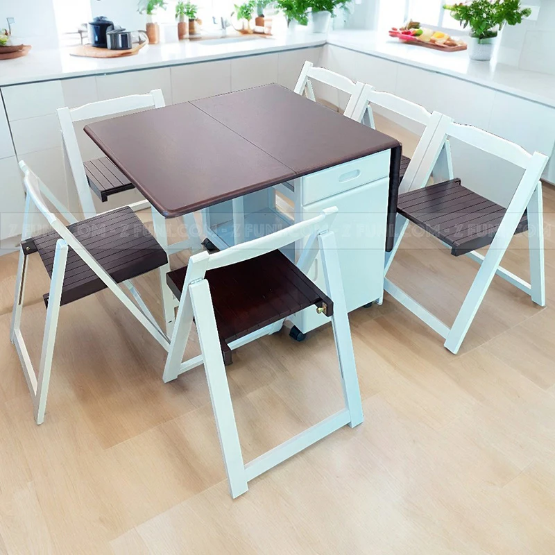 Bộ bàn ghế ăn thông minh ngồi được 6 ghế thiết kế xếp gọn 2 cánh cực kì tiết kiệm diện tích cho nhà nhỏ