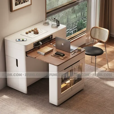 bàn ăn thông minh kết hợp tủ đảo bếp vừa đựng nhiều đồ đạc vừa có thể kéo dài thu gọn tăng kích thước bàn ăn từ 6 đến 8 ghế cực kỳ phù hợp cho không gian nhà nhỏ muốn tiết kiệm diện tích